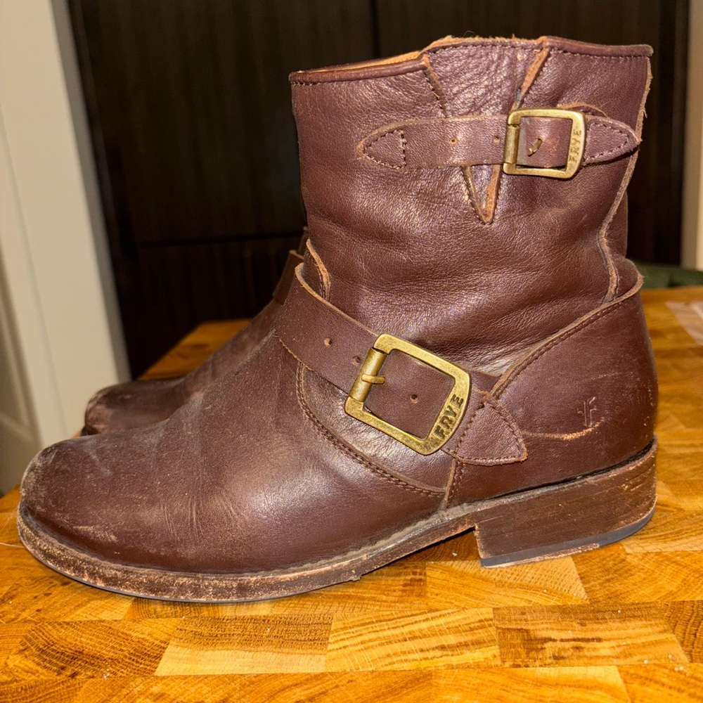 Brown and Gold Motorcycle Style Boots